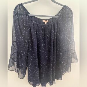 Flowy blue and white blouse